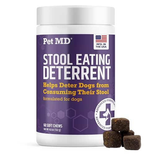 Pet MD Stool Eating Deterrent - Prevent Dog from Eating Poop - Coprophagia Aversion with Enzymes, Herbs, & Prebiotics for Digestive Support & Fresh Breath - Stop Stool Eating Chews - 60 ct