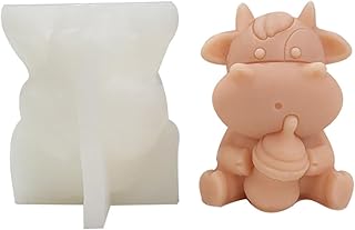 Generic Glimmery 3D Cow Candle Molds, Dairy Cattle Silicone Soap Mold, Animal Epoxy Resin Casting Molds, for Chocolate Fondant Candle Making DIY Wax Art Crafts Home Decor, White, MER-24