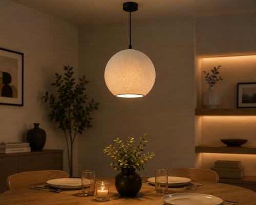 Image of Astra Sphere Pendant Ceiling Lamp | Modern Textured Globe Hanging Light | Minimalist Globe Pendant Light for Living Room, Dining Area & Bedroom