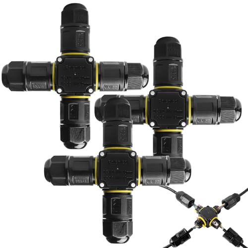 3 conectores de cable impermeables IP68, conector de cable impermeable de 3 pines, manguito de conexión para cable de 5 a 12 mm de diámetro de cable, 4 vías, caja de derivación impermeable IP68 para