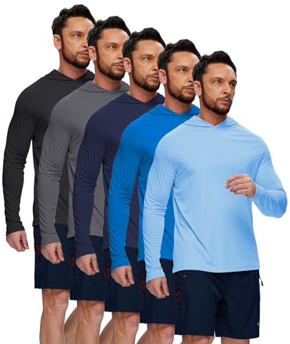 Image of Hoodies for Men UPF 50+ Sun Protection Fishing Shirts Long Sleeve Lightweight Rash Guard Shirt UV SPF Sweatshirt