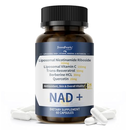GREENPEOPLE Liposomal NAD Supplement for Women - NAD+ Supplement Nicotinamide Riboside w/Resveratrol, Quercetin & Liposomal Vitamin C for Skin - 60 CT