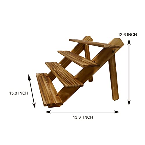 4-Tier Rustic Wood Plant Stand, 12 Inch Tall Collectible Riser Stand， Wooden Retail Cake Stand Display Table. Product, Food, Dessert, Cookie, Merchandise, Donut, Craft Show Tabletop Riser #TOP2