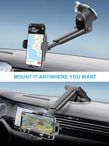 Image of Car Mobile Holder for Car Windshield /Dashboard | Travel Stand for All Smartphone (Orange-Long Neck Holder)