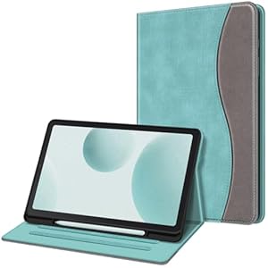 FINTIE Case for Samsung Galaxy Tab S6 Lite 10.4 Inch 2024/2022/ 2020 with S Pen Holder, Multi-Angle Viewing Soft TPU Back Cover with Pocket Auto Wake/Sleep, Denim Turquoise