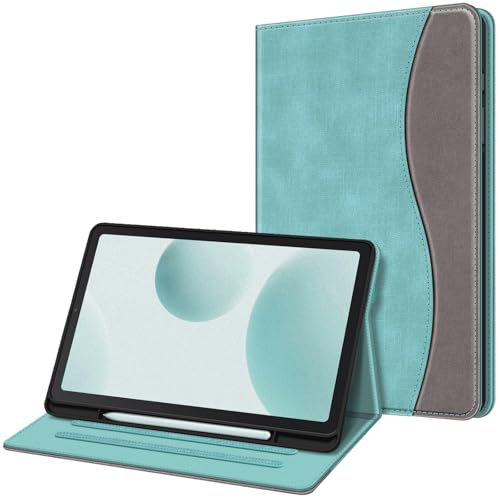 FINTIE Case for Samsung Galaxy Tab S6 Lite 10.4 Inch 2024/2022/ 2020 with S Pen Holder, Multi-Angle Viewing Soft TPU Back Cover with Pocket Auto Wake/Sleep, Denim Turquoise