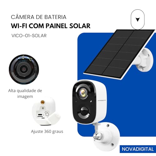 Câmera de Vigilância Inteligente Wifi com Painel Solar Nuvem IA com Visão noturna Detecção de Movime