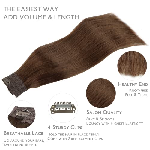 Image of WENNALIFE Wire Hair Extensions Real Human Hair 20 inch 140g Chocolate Brown Remy Real Hair Extensions Invisible Wire Human Hair Natural Easy to Apply Reusable for Volume Straight Hair