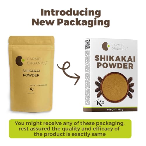 Image of CARMEL ORGANICS Shikakai Powder 340g - Natural Hair Cleanser & Conditioner - Promotes Healthy Scalp and Hair Care, Natural, No Added Preservatives,Sikakai Podi
