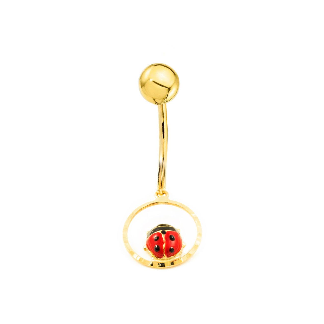 Monde Petit Rot-Schwarz Emaille Marienkäfer Piercing Gelbgold 9k - Geschenkbox - Garantiezertifikat