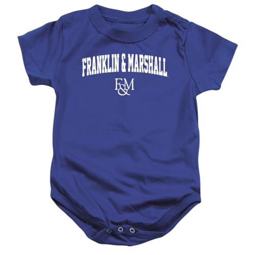 LOGOVISION Franklin & Marshall College One Color Arched Unisex Infant Snap Suit for Baby, Royal, Small