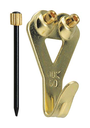 Image of Hillman OOK Brass-Plated Blue Steel Picture Hanger 50 lb. 2 pk - Case of: 12; Each Pack Qty: 2; Total Items Qty: 2412