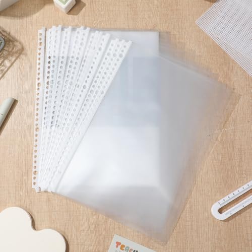 iplusmile Binder Pockets 100 Pcs Sheet Protectors 30 Holes A4 Clear Pocket Sheets 12.00 X 9.25 in Non-Static Inner Page Bags for Ring Binders Office School Photo Storage - Image 8