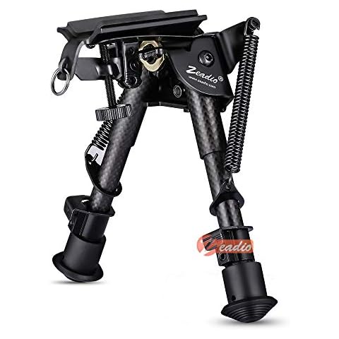 Zeadio Carbon Fiber Pivot Tiltable Bipod with Sling Mount (6"- 9") Cover
