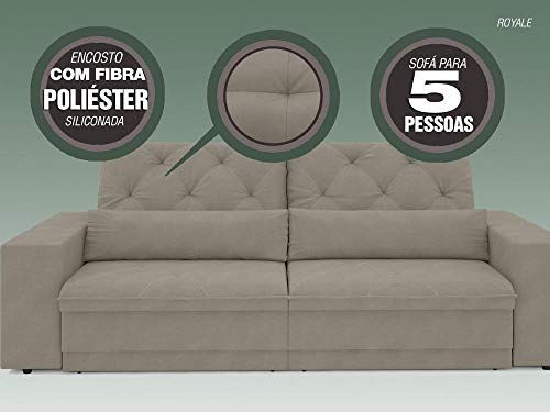 Sofá 5 Lugares Retrátil e Reclinável Royale Suede Areia