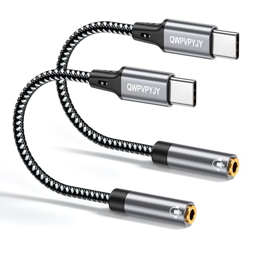 QWPVPYJY USB Type C to 3.5mm audio adapter(2-Pack),USB to Aux Headphone Male Cord Car Aux Cable Compatible with Sound?Android ?iPhone 16/16 Pro/15/15Plus/Pro/Pro Max?iPad Pro, MacBook?Galaxy S24 Ultra