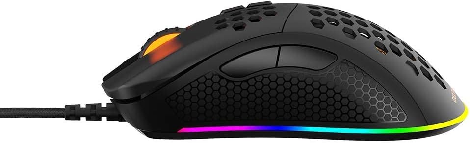 DELTACO Customizable Ultralight RGB Gaming Mouse and 7 Programmable Buttons with Software, Gaming Mouse, 70g, DPI/PPP 400/800/1200/1600/3200/6400, Windows 7/8/10, Polling Rate 1000Hz, Black