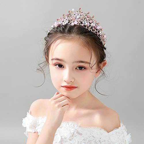 Miniatura 7 de Tiara de cristal rosa para niñas, disfraz de princesa con diamantes de imitación, diadema de corona de diamantes de imitación, accesorios para el