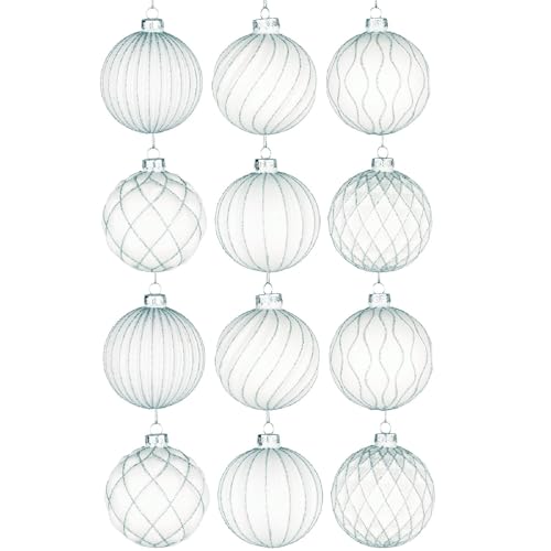 12 Stück/80 mm Glaskugeln, Weihnachtsbaumkugeln, hängende Ornamente,...