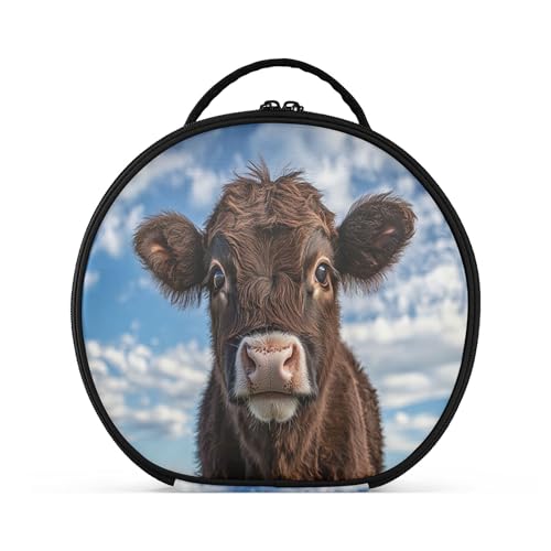 Takiito Cow Travel Makeup Case Portable Makeup Box Artist Cosmetic Case Organizer With Adjustable Dividers