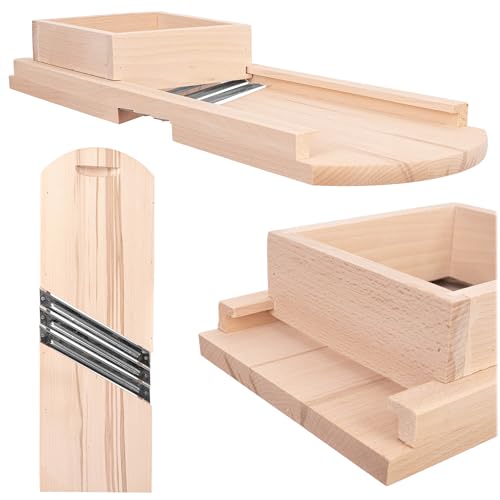 KADAX Gemüsehobel aus Holz, Krauthobel mit 3 scharfen Edelstahlklingen, Gurkenhobel, traditioneller Kohlhobel, Küchenhobel für Gemüse, Gurkenreibe...