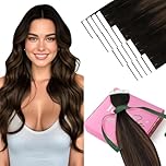 YoungSee Tape in Hair Extensions Human Hair Balayage Brown, Tape Hair Extensions for Short Hair, Dark Brown Ombre Brown, Looks Natural, 12 Inch 20pcs 30G