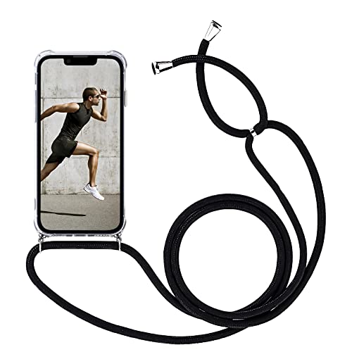 Ubitree Cadena para teléfono móvil compatible con iPhone 13 Pro, funda con cordón transparente para iPhone 13 Pro para cuello, funda con cordón - negro Cover