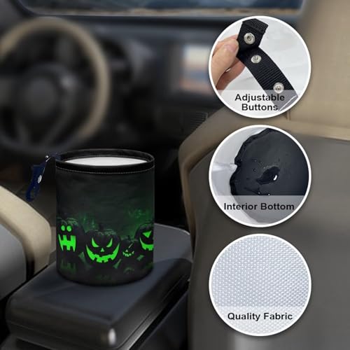 Image of Green Pumpkins Car Trash Can, Cute Car Trash Bag, Vehicle Trash Can, Multipurpose Trash Bag Hanging, Portable, Waterproof Storage Bag for Cars