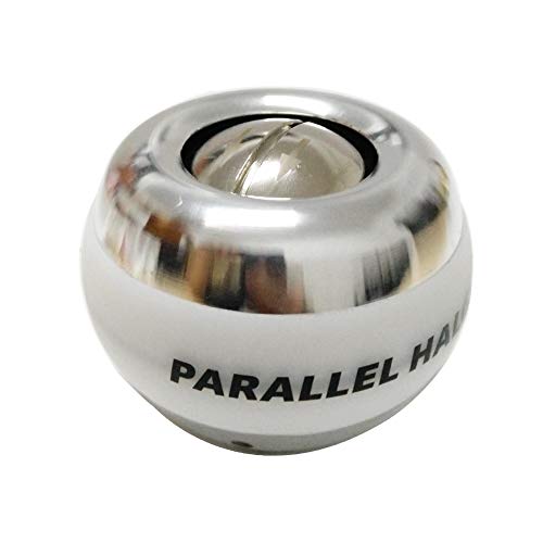 Parallel Halo All Metal Power Wrist Gyro Ball AUTO Start Wrist Exercises Weighted Solid Gyroscope Ball Forearm Exerciser Arm Strengthener for Strengthening Joint and Muscle (Silver1)