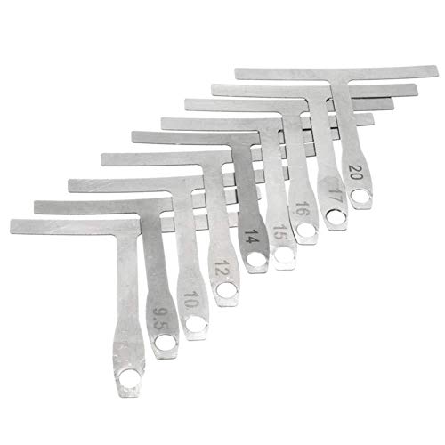 Medidor de radio de cuerda, 9 piezas, herramientas de precisión para guitarra, calibre de radio en forma de T, juego de accesorios precisos para ajustes de sillín de puente