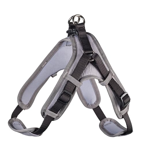 HUNTER Hundegeschirr NEOPREN VARIO QUICK, Farbe: schwarz/grau, hochwertiges Nylon, Neoprenpolsterung, reflektierendes 3M Scotchlite Material, einfacher Einstieg, verstellbar, bequem, Größe: M