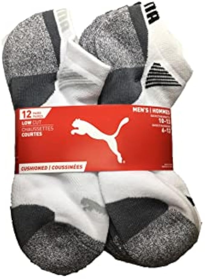 PUMA Mens No Show Low Cut Moisture Control Sport Socks