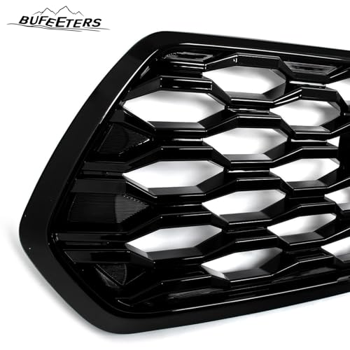 Image of Front Bumper Upper Grill Insert Gloss Black Grille Fit For 2016 2017 2018 2019 2020 2021 2022 2023 Toyota Tacoma,2021 TRD /Mesh Style,Gloss Black