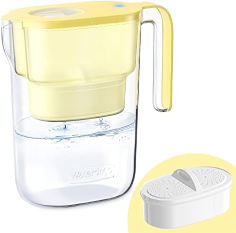 Waterdrop 200-Gallon Long-Life Elfin 5-Cup Water Filter Pitcher with 1 Filter, 5X Times Lifetime, Reduces Chlorine, NSF Certified, BPA Free, Yellow