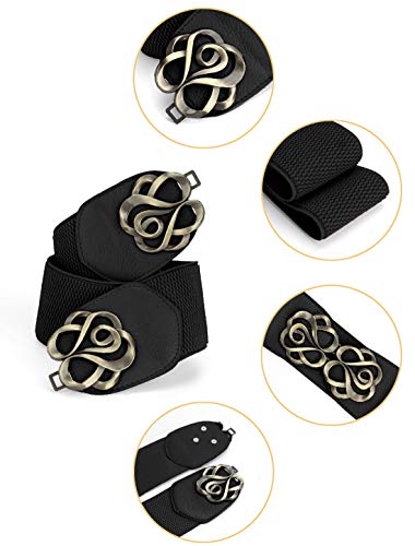 Allegra K Lady Metal Interlocking Buckle Stretchy Wasitband Cinch Dress Belt2