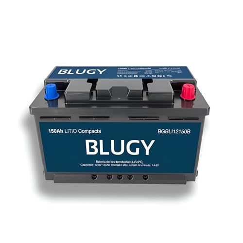 Blugy Batería de Litio 12V 1920Wh con Bluetooth, ideal para autocaravanas, barcos, camping, aventuras, uso náutico, compacta 355x175x189mm, peso ligero