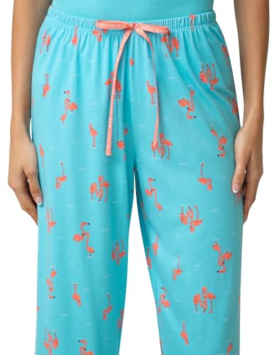 Image of HUE Women's Summer Vacation Pajama Separates, Soft, Whimsical Print Pjs with Tropical Beach Themes, Flip Flops, Cocktails