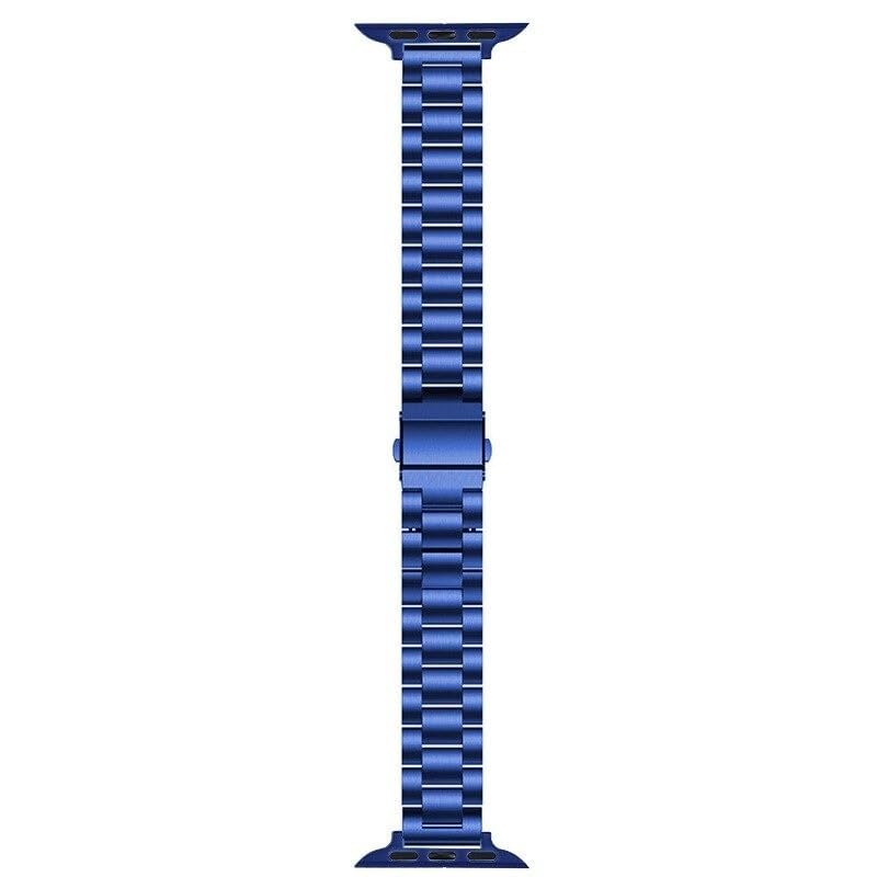 Bracelet de montre Apple Watch 42/44/45mm en acier bleu à 7 perles