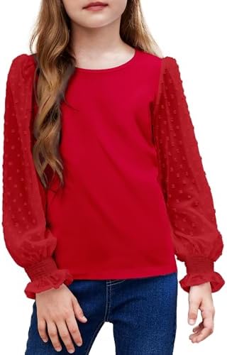 Arshiner Girls Long Sleeve Shirt with Ruffle Cuffs Polka Swiss Dots Kids Girls Pullover Shirts Cute Crewneck Girls Top Arshiner Girls Long Sleeve Shirt with Ruffle Cuffs Polka Swiss Dots Kids Girls Pullover Shirts Cute Crewneck Girls Top