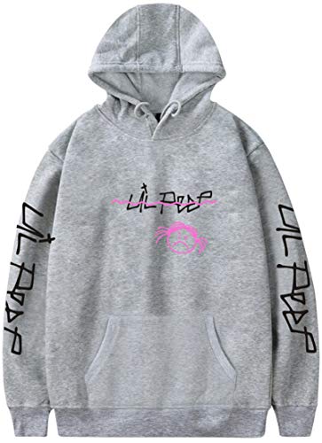 OLIPHEE Mens Casual Streetwear Jumper Inspired by R.I.P Lil Peep Girl Gray S