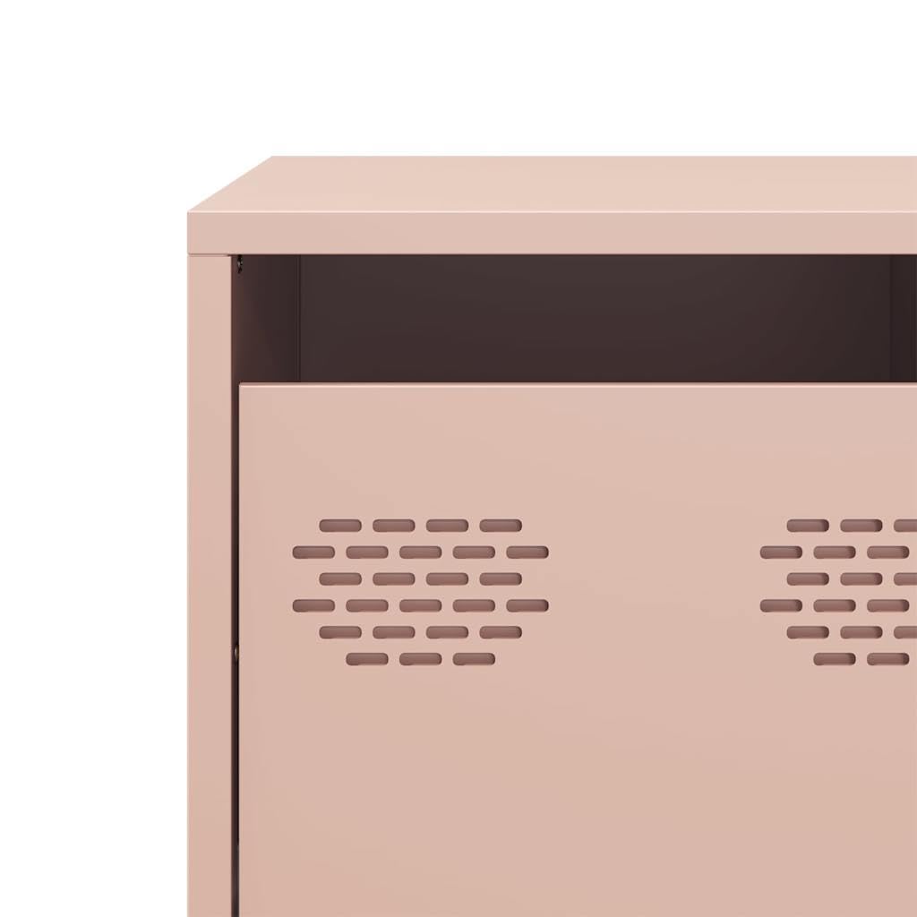 Mobile TV rosa in acciaio laminato a freddo, 101,5 x 39 x 43,5 cm, con 2 cassetti e 2 scomparti, moderno mobile basso per soggiorno e camera da letto, salvaspazio, con piedini per HiFi