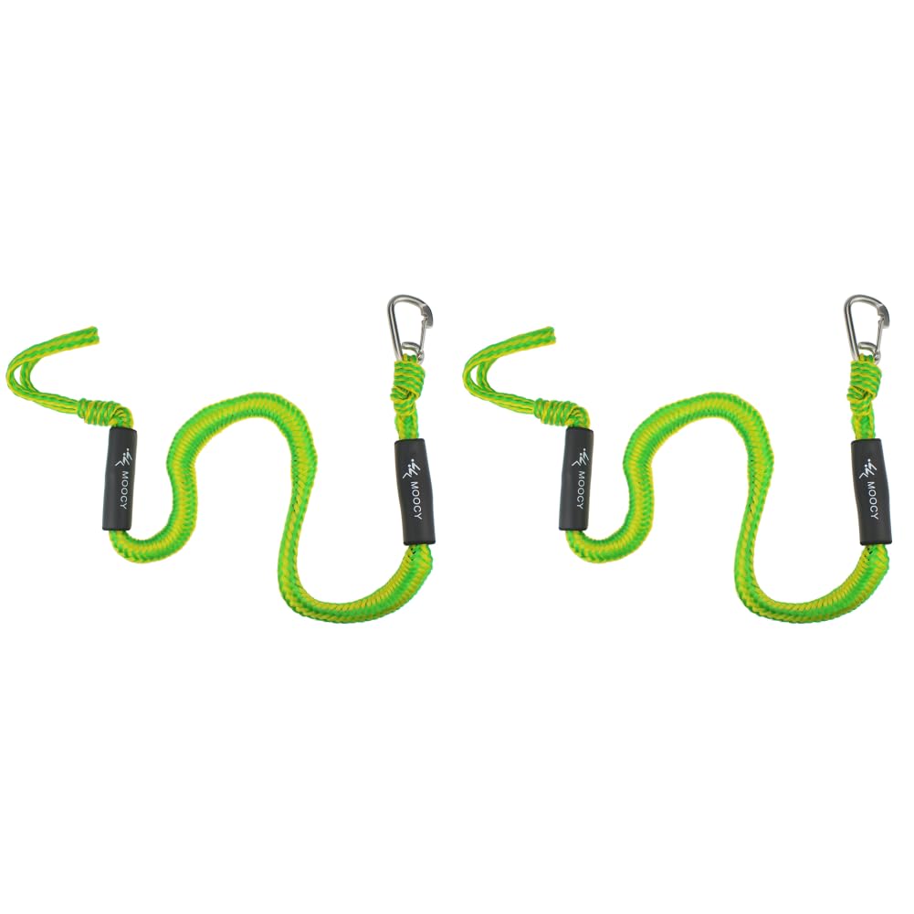 2 Pcs Bungee Dock Line for Boat, 1.2-1.55M Elastic Mooring Rope with Stainless Steel Hook, Bungee Cords Docking Rope Stretches Mooring Rope Foam Float Fishing Boat Accessories for Kayak Pontoon (2)