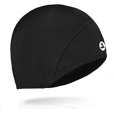 EMPIRELION Lightweight Thermal Skull Cap Ears Warm Cycling Helmet Liner Winter Running Beanie Hats Sweat Wicking Black Cover