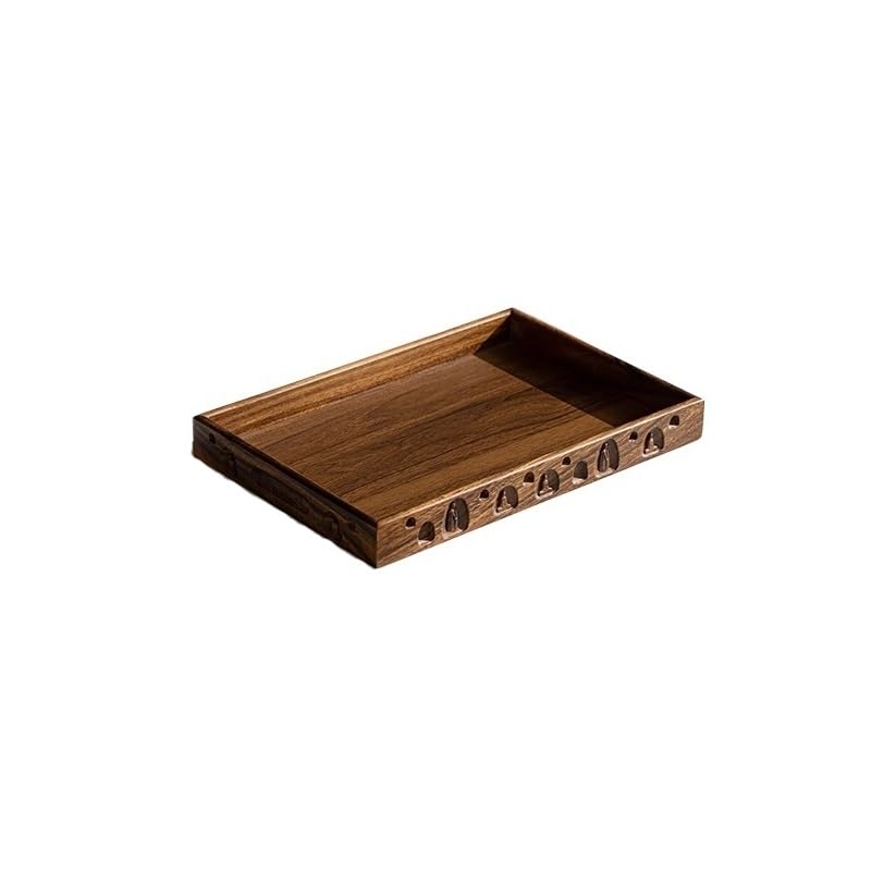 Bandejas Servir Comida Bandeja Rectangular de Nogal for el hogar, Taza té, Bandeja Comercial, platear merienda for, Almacenamiento for Hotel Mesa Cama