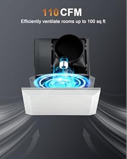 GROWNEER Bathroom Exhaust Fan, 110 CFM 1.0 Sone Bathroom Fan No Attic Access Needed, Ceiling or Wall Mount, 7.68 x 9.25 inch, White