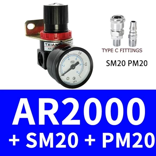 Régulateur de pression AR2000 vanne contrôle air compresseur G1/4 jauge - 3