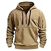 HJYUZP Mens Quarter Zip Pullover Hoodie Tactical Hoodies Big and Tall Zipper Graphic Vintage Long Sleeve Oversized Teen Boys Casual Fashion Zip Up Hooded Sweatshirts Winter Clothes Sudaderas Khaki XL