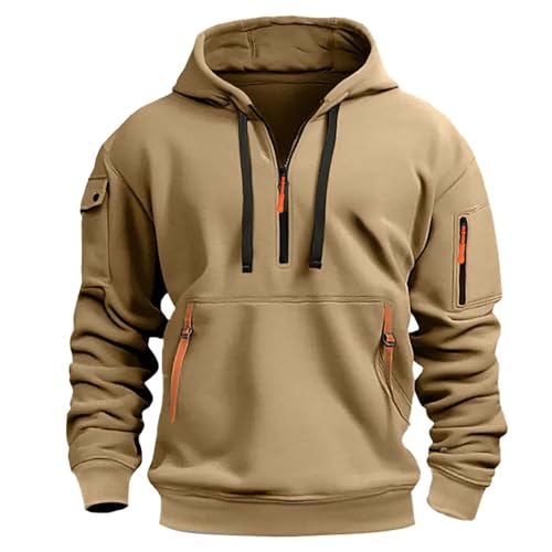 Hoodies for Men Quarter Zip Pullover Tactical Sweatshirts Vintage Oversized Heavyweight Comfortable Fall Winter Tops3
