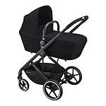 CYBEX Balios S 2-in-1 Kinderwagen, Einhand-Faltmechanismus, Ab Geburt bis 22 kg (ca. 4 Jahre), Deep Black mit schwarzem Gestell