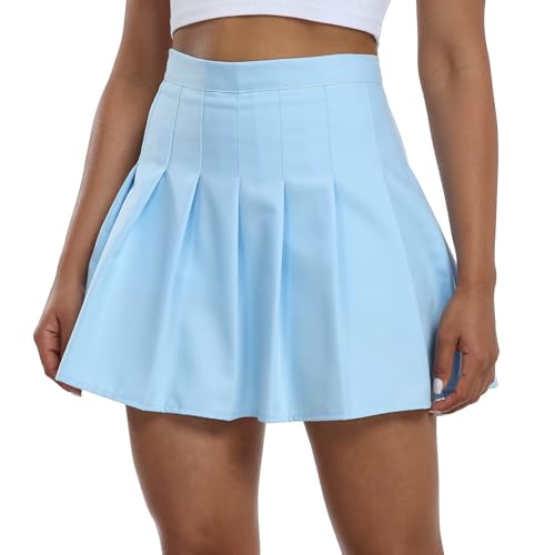 Image of Pleated Skirts for Women Tennis Skirt with Shorts High Waisted Mini Skort